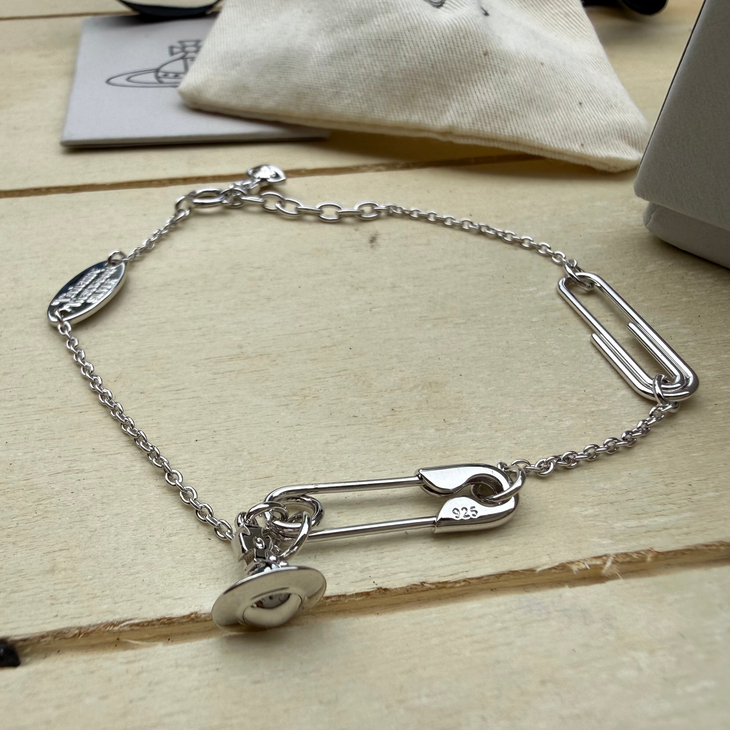 VW .925 Sterling Silver Safety Clip Bracelet